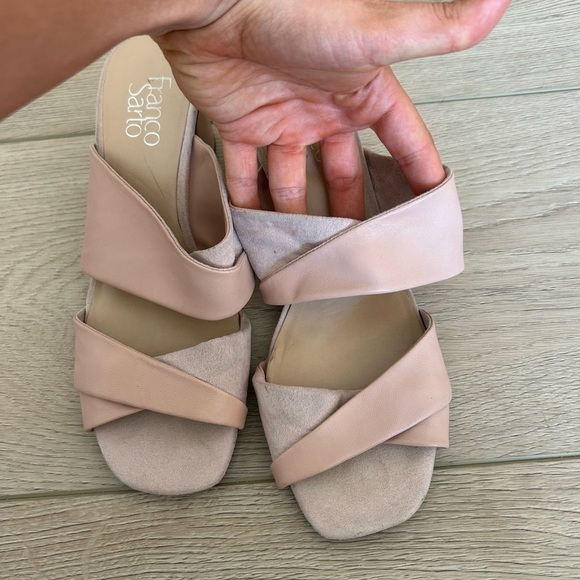 Franco Sarto Blush Pink Double Strap Sandals with Chunky Block Heel Size 8 - Picture 3 of 5